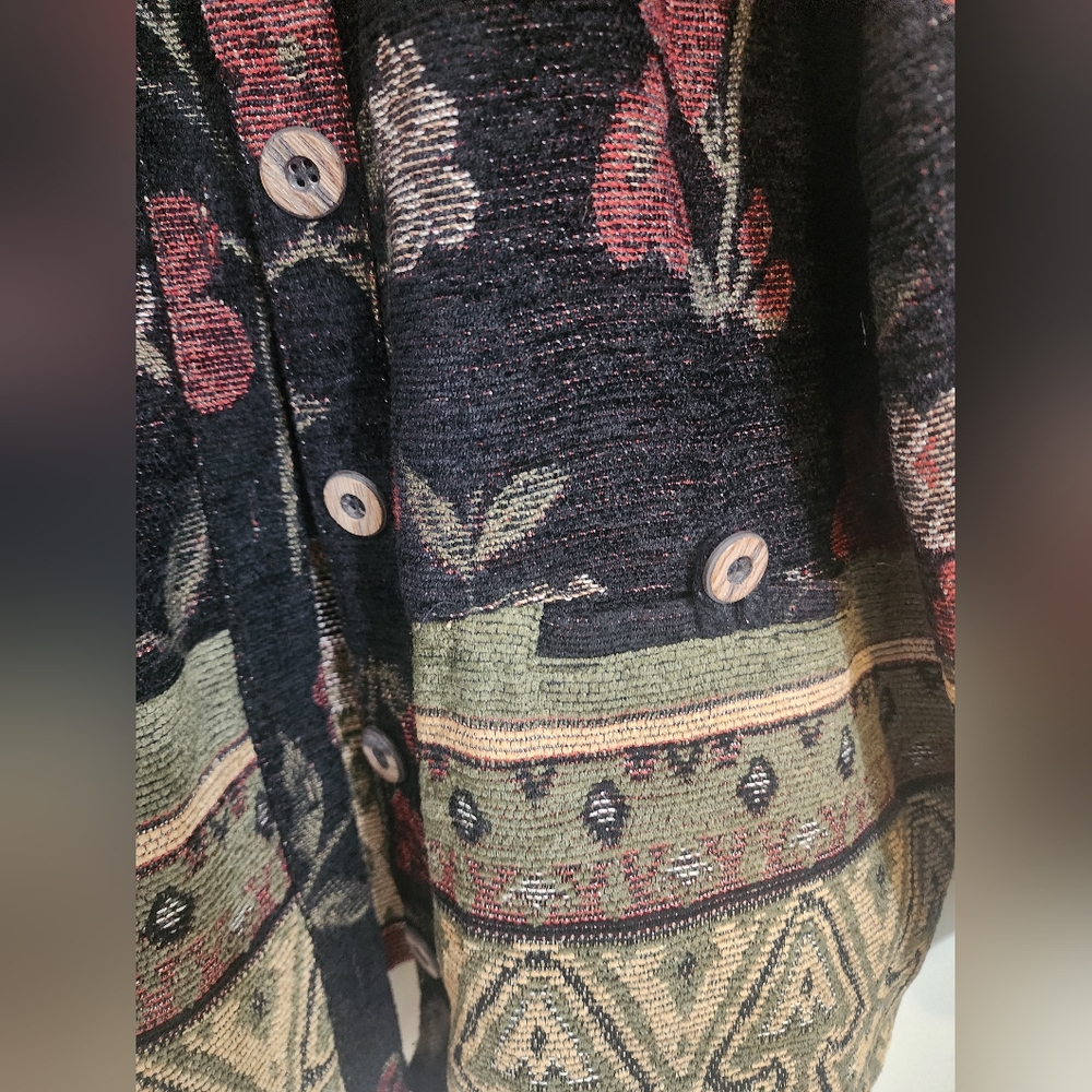 Vtg 90s sag harborTapestry jacket blazer Women12p boho artsy floral hippie gypsy - Picture 13 of 15